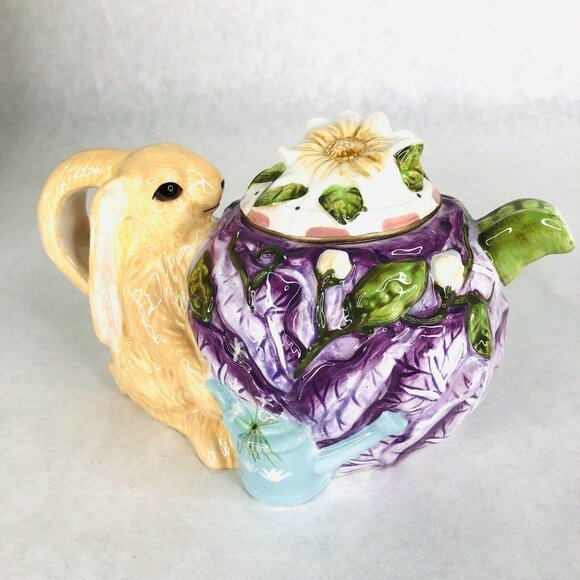 New Silvestri Whispering Garden Collection Tea Set Elaine Voghelle Bunny Teapot - Picture 3 of 12